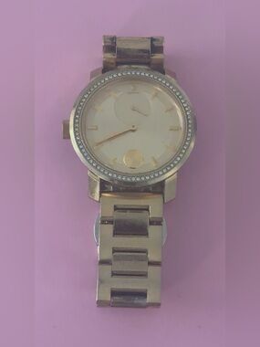 Women's Movado Bold Watch Gold Crystal Bezel Accent